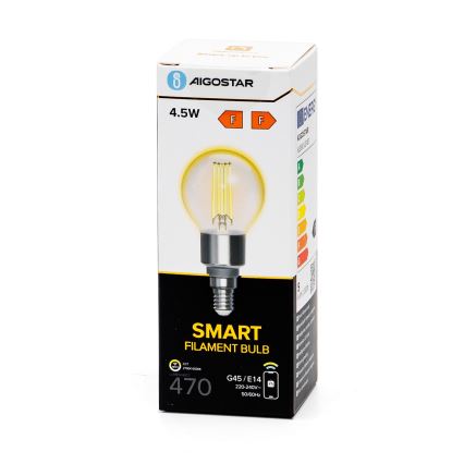 LED-pære dæmpbar FILAMENT G45 E14/4,5W/230V 2700-6500K Wi-Fi - Aigostar