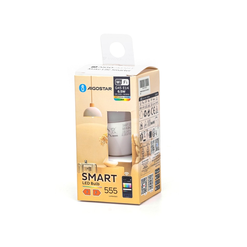LED-pære dæmpbar FILAMENT G45 E14/6,5W/230V 2700-6500K Wi-Fi - Aigostar