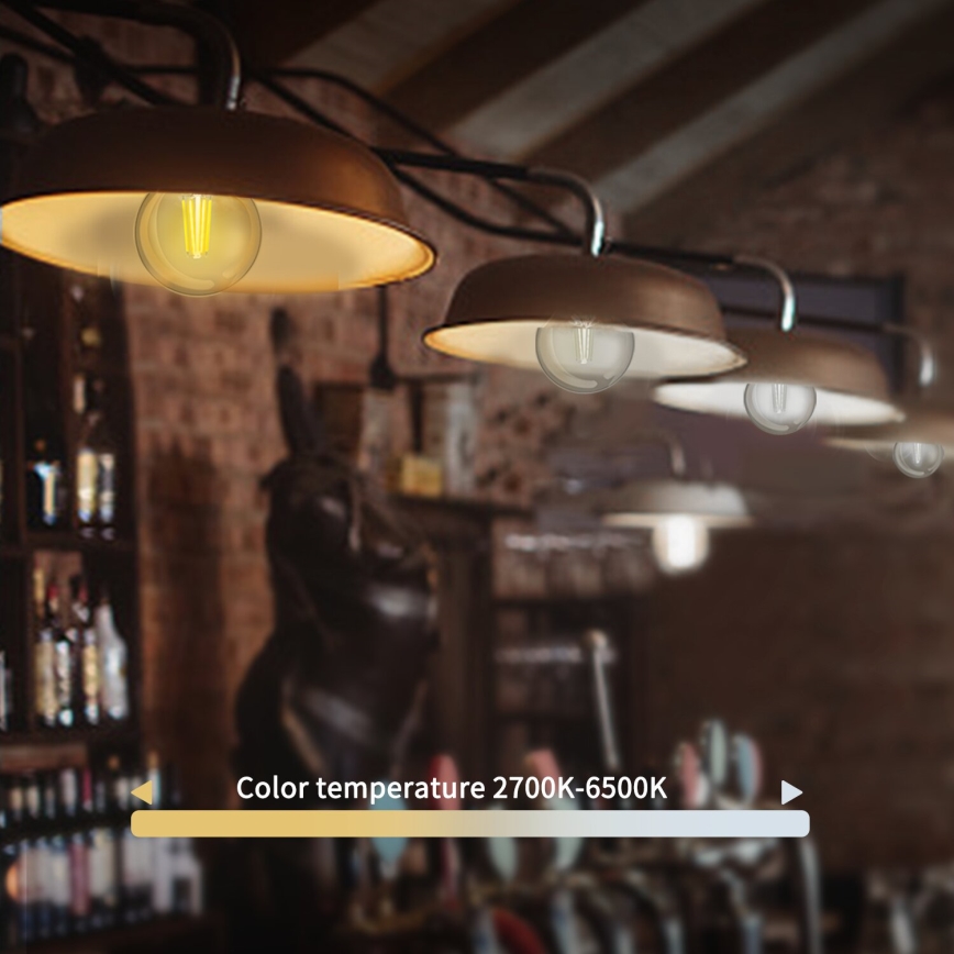 LED-pære dæmpbar FILAMENT G45 E27/4,5W/230V 2700-6500K Wi-Fi - Aigostar