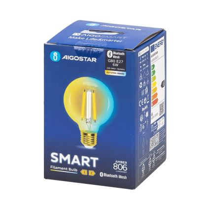 LED-pære dæmpbar FILAMENT MESH Smart G80 E27/6W/230V 2700-6500K - Aigostar