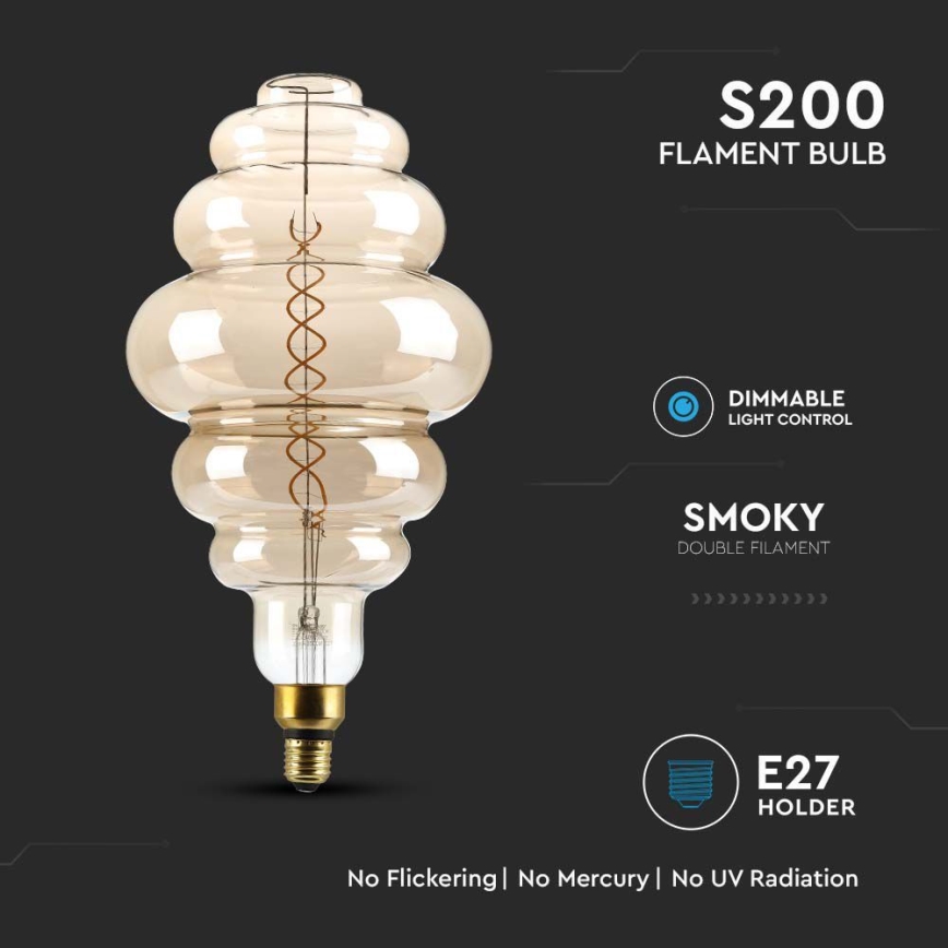 LED-pære dæmpbar FILAMENT S200 E27/8W/230V 1800K