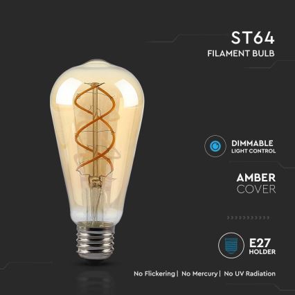 LED-pære dæmpbar FILAMENT ST64 E27/4,8W/230V 1800K