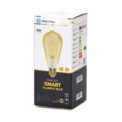 LED-pære dæmpbar FILAMENT ST64 E27/6W/230V 2700-6500K Wi-Fi - Aigostar