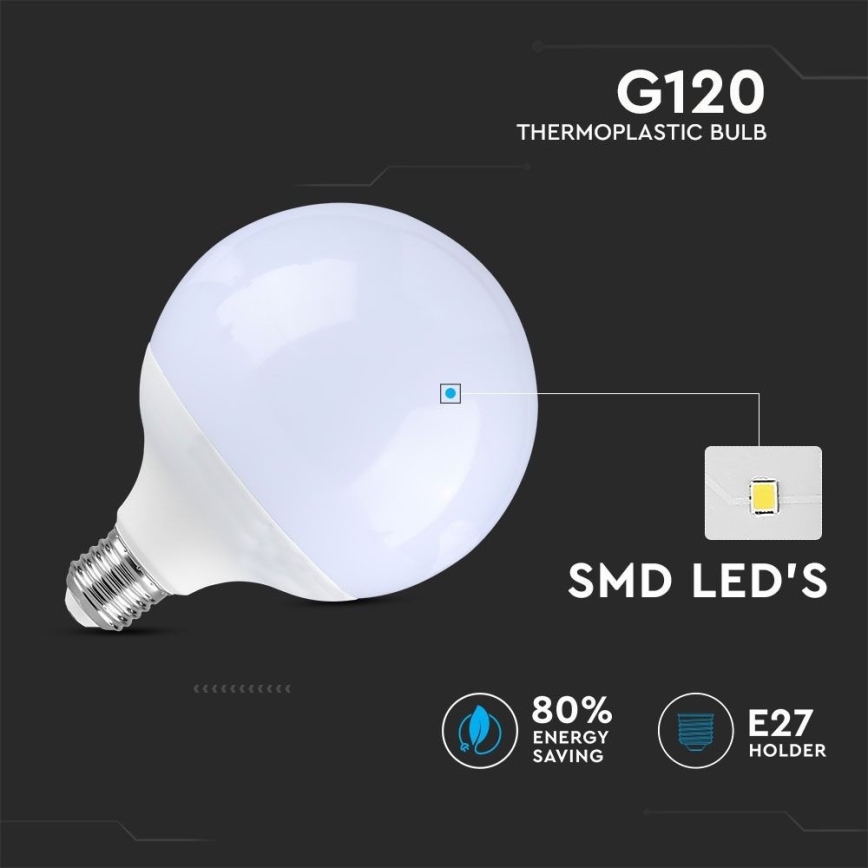 LED-pære dæmpbar G120 E27/13W/230V 6400K
