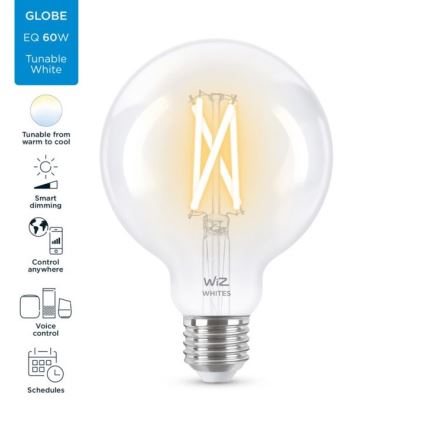 LED-pære dæmpbar FILAMENT G95 E27/6,7W/230V 2700-6500K CRI 90 Wi-Fi - WiZ
