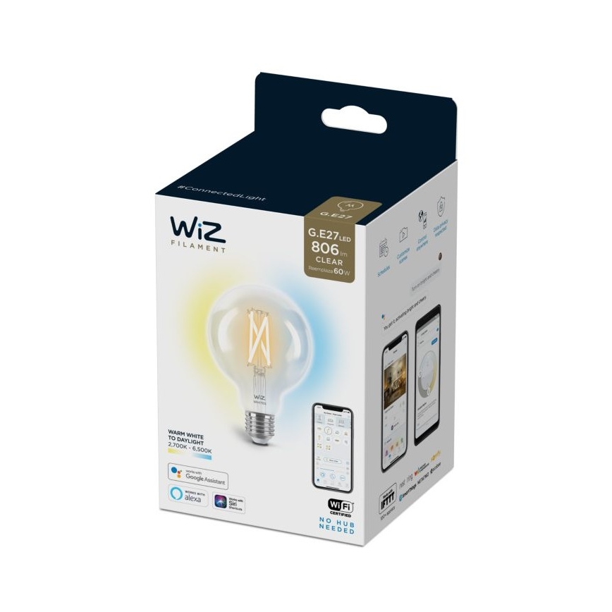 LED-pære dæmpbar FILAMENT G95 E27/6,7W/230V 2700-6500K CRI 90 Wi-Fi - WiZ