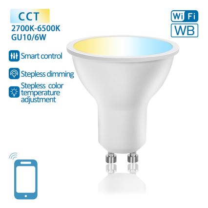 LED-pære dæmpbar GU10/6W/230V 2700-6500K Wi-Fi - Aigostar