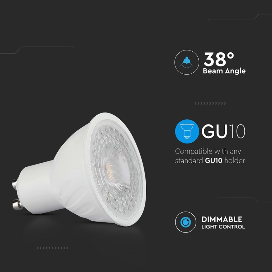 LED-pære dæmpbar GU10/6W/230V 6500K 38°