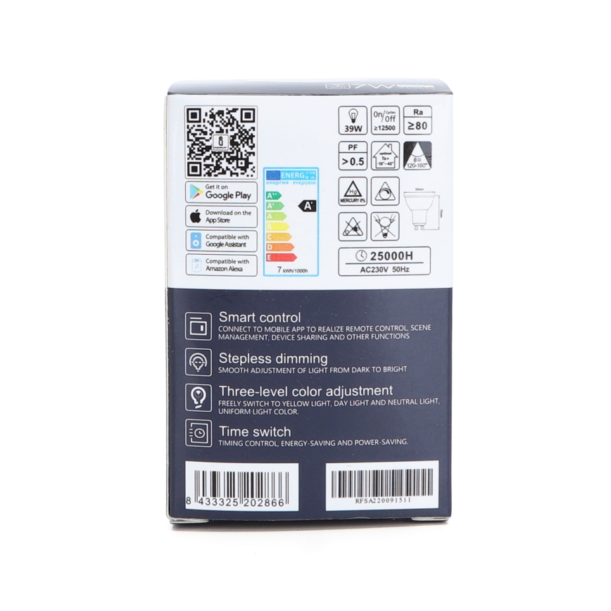 LED-pære dæmpbar GU10/7W/230V 3000-6500K Wi-Fi - Aigostar