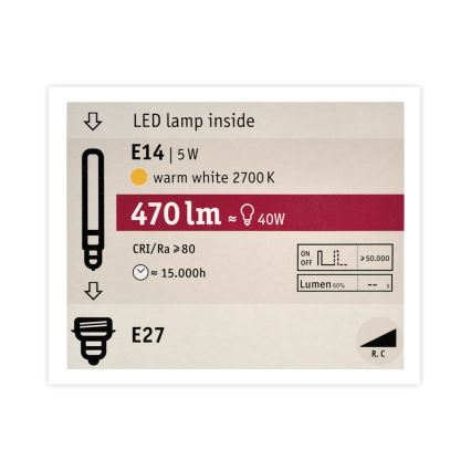 LED-pære dæmpbar MOSAIC G125 E27/5W/230V 2700K - Paulmann 28747