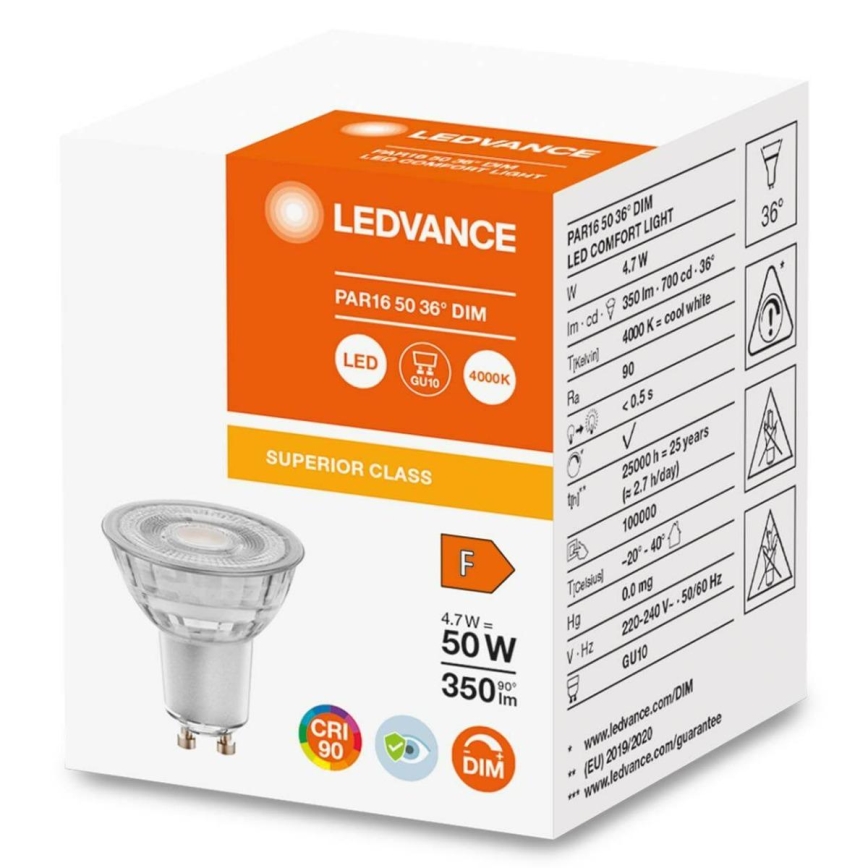 LED-pære dæmpbar PAR16 GU10/4,7W/230V 4000K 36° CRI 90 - Osram
