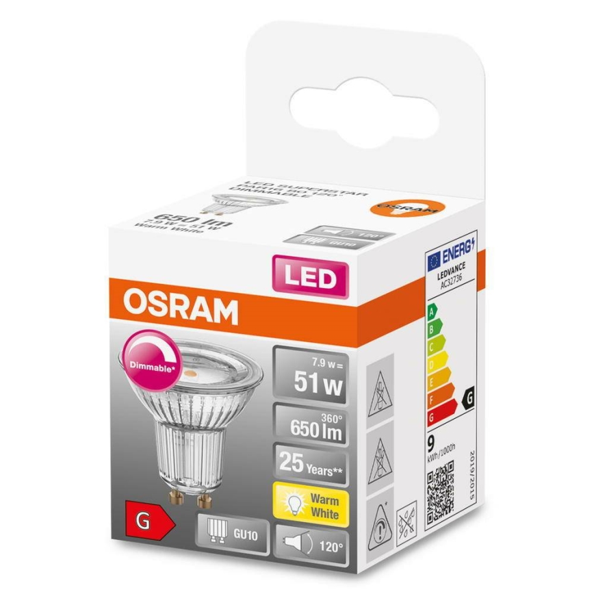 LED-pære dæmpbar PAR16 GU10/7,9W/230V 2700K CRI 90 - Osram