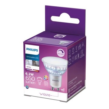 LED-pære dæmpbar Philips GU10/6,2W/230V 3000K CRI 90