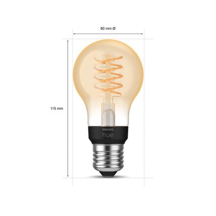 LED-pære dæmpbar Philips Hue WHITE FILAMENT A60 E27/7W/230V 2100K