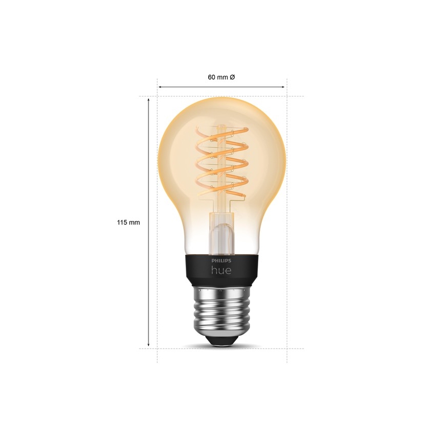 LED-pære dæmpbar Philips Hue WHITE FILAMENT A60 E27/7W/230V 2100K
