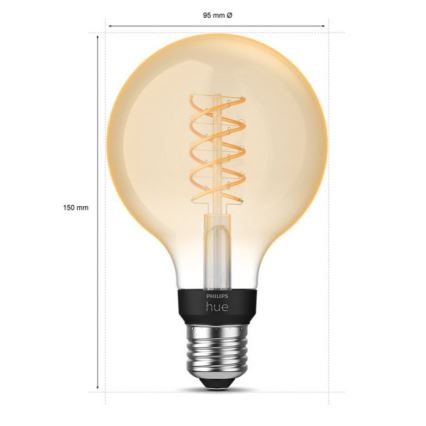 LED-pære dæmpbar Philips Hue WHITE FILAMENT G93 E27/7,2W/230V 2100K