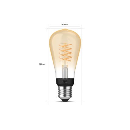 LED-pære dæmpbar Philips Hue WHITE FILAMENT ST64 E27/7W/230V 2100K