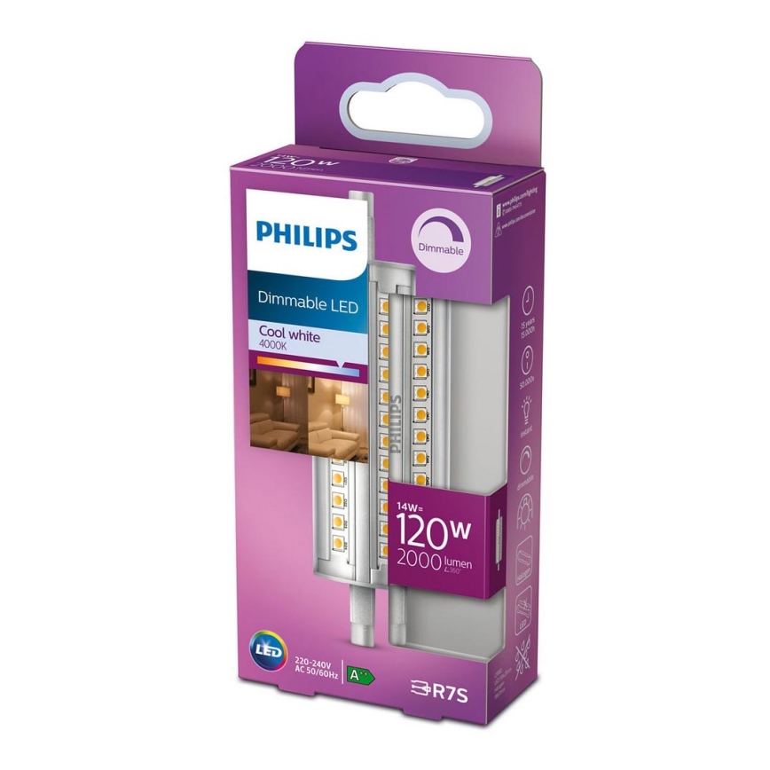 LED-pære dæmpbar Philips R7s/14W/230V 4000K 118 mm