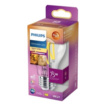 LED-pære dæmpbar Philips Warm Glow A60 E27/7,9W/230V 2200-2700K CRI 90
