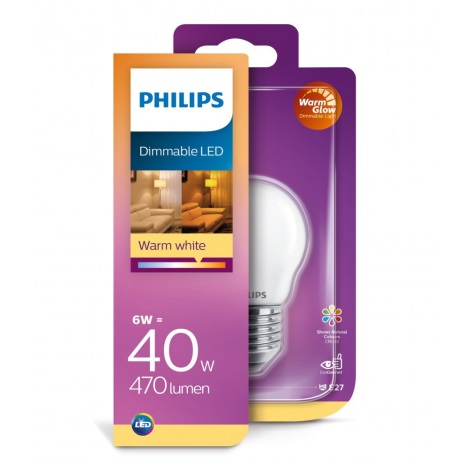 LED-pære dæmpbar Philips Warm Glow E27/6W/230V 2200K-2700K 