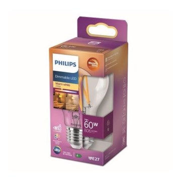 LED-pære dæmpbar Philips Warm Glow E27/7W/230V 2200-2700K CRI 90