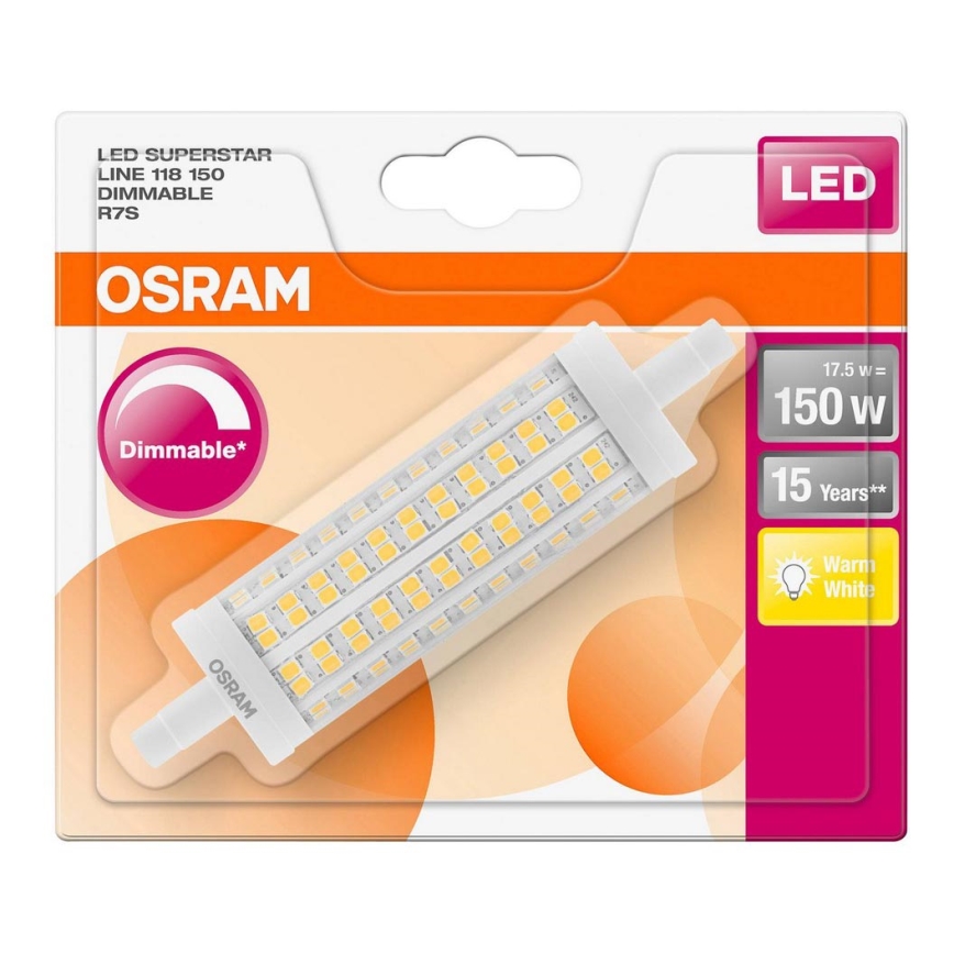 LED-pære dæmpbar R7s/17,5W/230V 2700K - Osram 118 mm