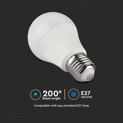 LED-pære dæmpbar RGB-farver A60 E27/8,5W/230V 4000K + fjernbetjening