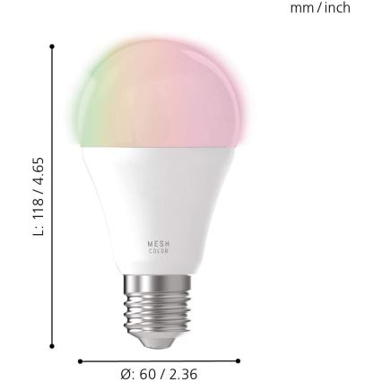 LED-pære dæmpbar RGB-farver CONNECT E27/9W - Eglo