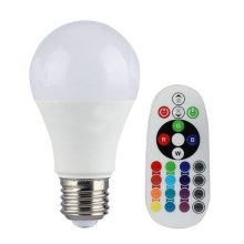 LED-pære dæmpbar RGB-farver E27/6W/230V 2700K + fjernbetjening