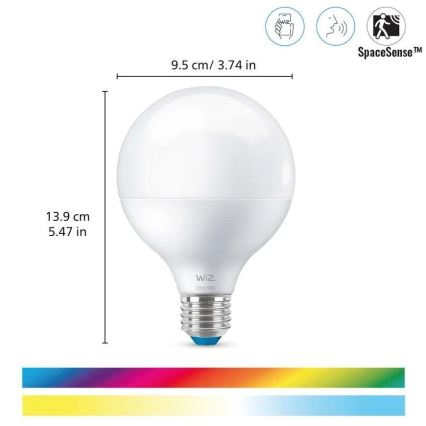 LED-pære dæmpbar RGB-farver G95 E27/11W/230V 2200-6500K Wi-Fi - WiZ