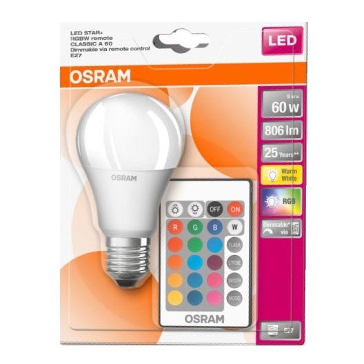 LED-pære dæmpbar RGB STAR+ A60 E27/9W/230V 2700K - Osram