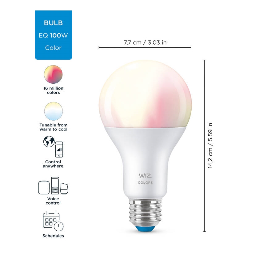 LED-pære dæmpbar RGBW-farver A67 E27/13W/230V 2200-6500K CRI 90 Wi-Fi -WiZ