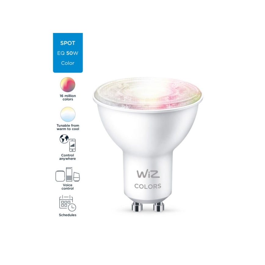 LED-pære dæmpbar RGBW-farver PAR16 GU10/4,7W/230V 2200-6500K CRI 90 Wi-Fi - WiZ