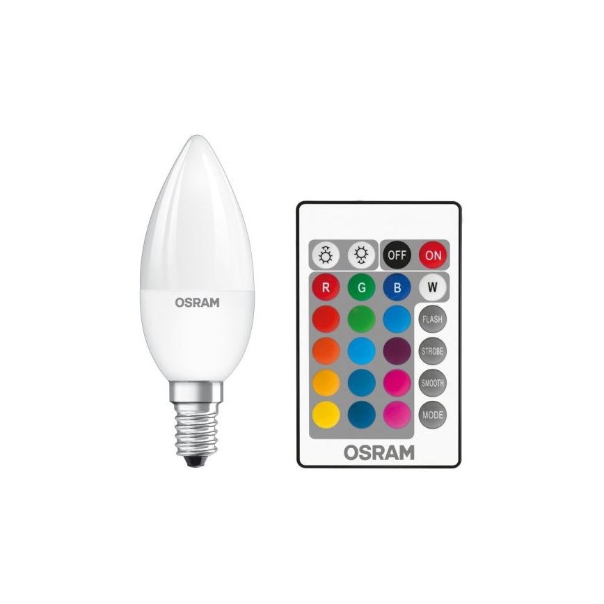 LED-pære dæmpbar RGBW-farver STAR E14/4,5W/230V 2700K + fjernbetjening – Osram