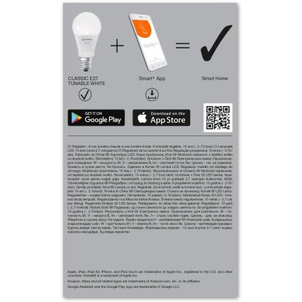 LED-pære dæmpbar SMART+ E27/9,5W/230V 2700K-6500K Wi-Fi - Ledvance