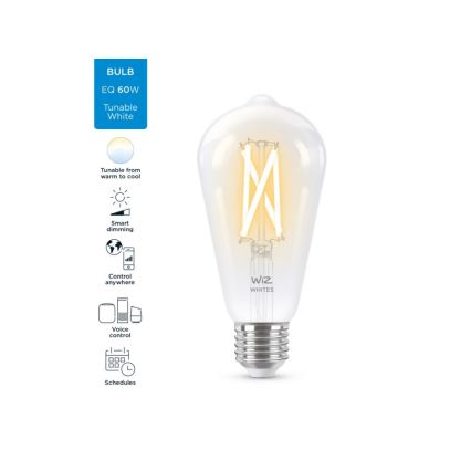 LED-pære dæmpbar FILAMENT ST64 E27/6,7W/230V 2700-6500K CRI 90 Wi-Fi - WiZ
