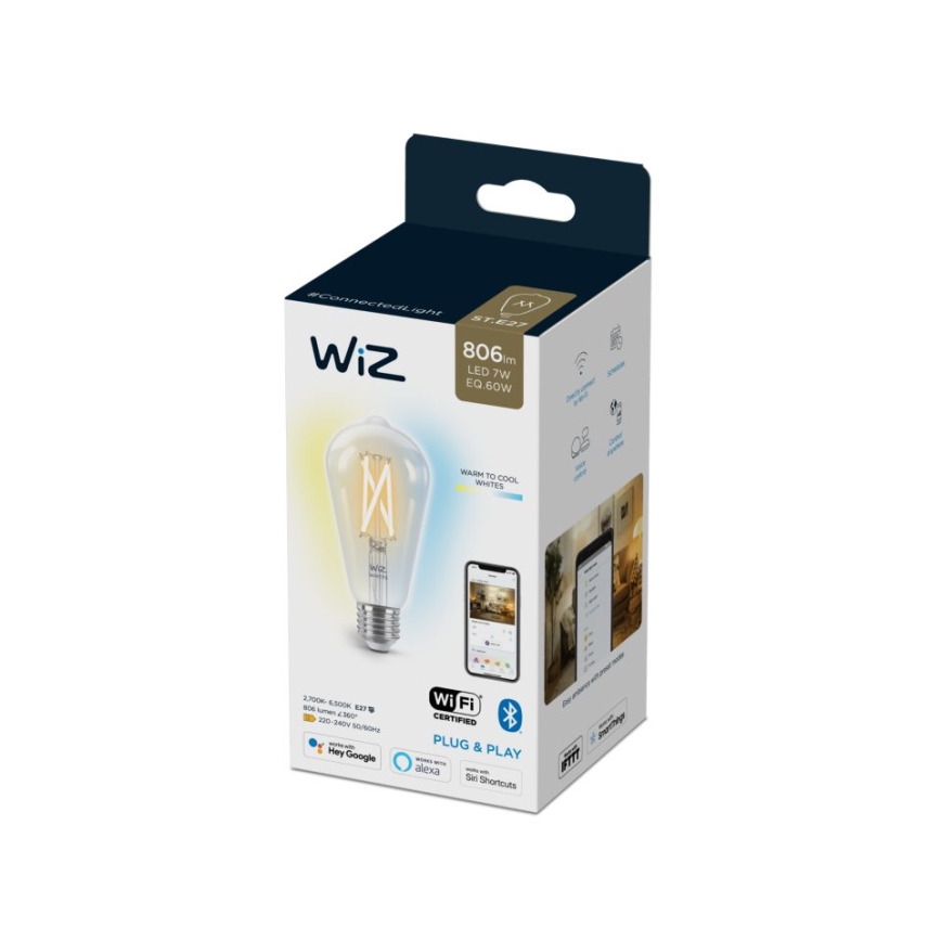 LED-pære dæmpbar FILAMENT ST64 E27/6,7W/230V 2700-6500K CRI 90 Wi-Fi - WiZ