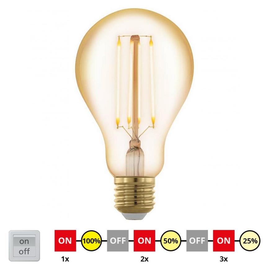 LED-pære dæmpbar VINTAGE A75 E27/4W/230V 2200K - STEPDIMMING - Eglo 12858