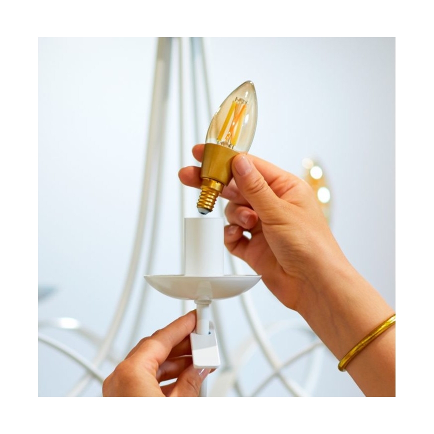 LED-pære dæmpbar VINTAGE FILAMENT C35 E14/4,9W/230V 2000-5000K CRI 90 Wi-Fi - WiZ