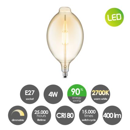 LED-pære dæmpbar VINTAGE EDISON E27/4W/230V 2700K