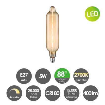 LED-pære dæmpbar VINTAGE EDISON E27/5W/230V 2700K