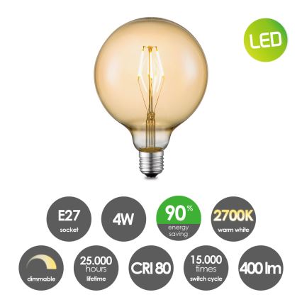 LED-pære dæmpbar VINTAGE EDISON G125 E27/4W/230V 2700K