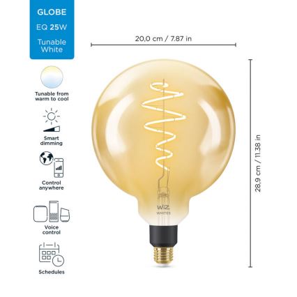 LED-pære dæmpbar VINTAGE FILAMENT G200 E27/6W/230V 2000-5000K CRI 90 Wi-Fi - WiZ