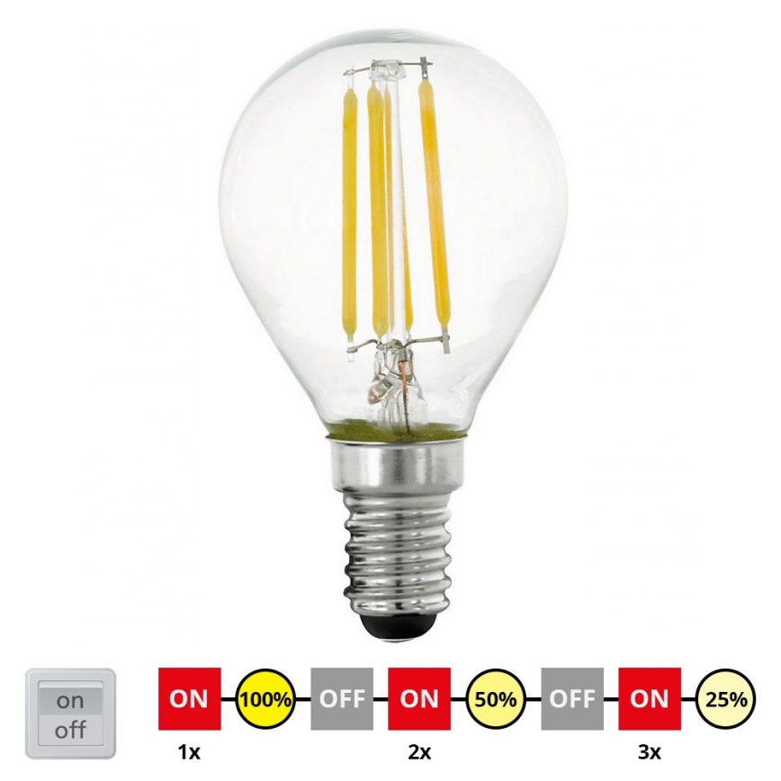 LED-pære dæmpbar VINTAGE P45 E14/4W/230V 2700K - STEPDIMMING - Eglo 11754