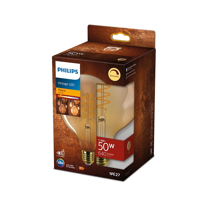 LED-pære dæmpbar VINTAGE Philips E27/7,3W/230V 2200K