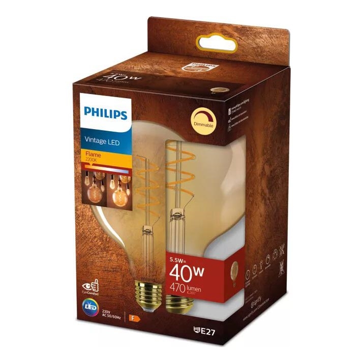 LED-pære dæmpbar VINTAGE Philips G125 E27/5,5W/230V 2200K