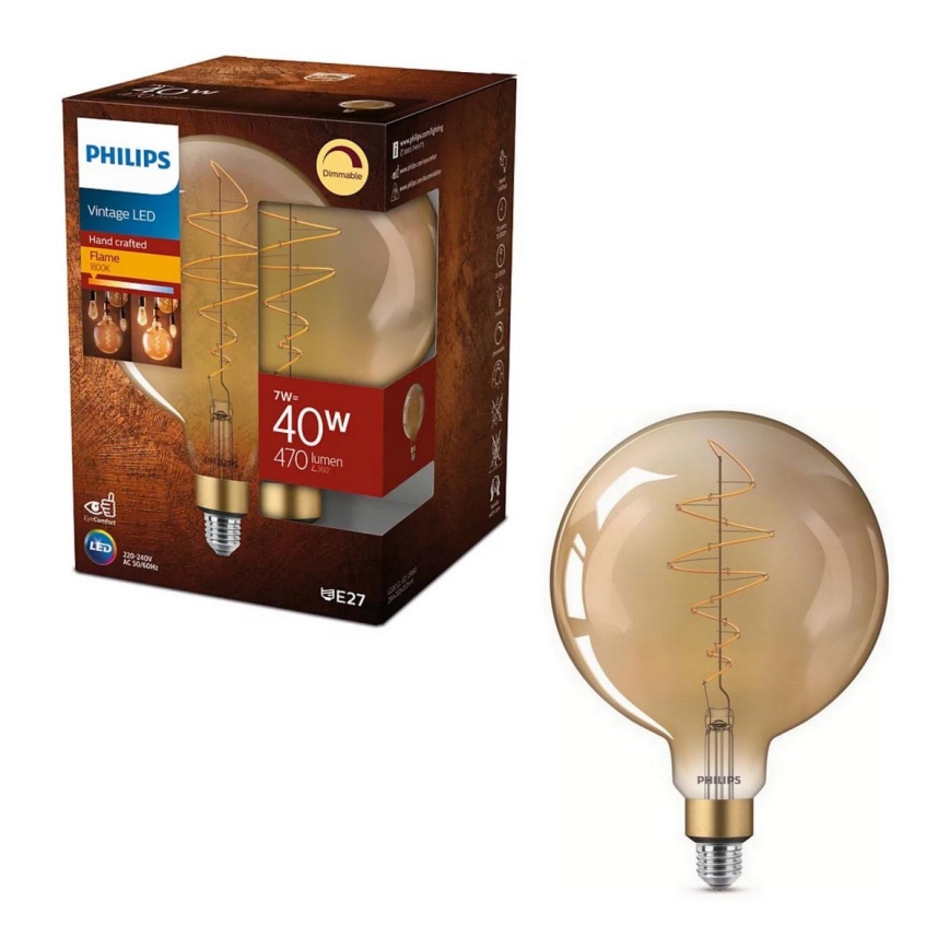 LED-pære dæmpbar VINTAGE Philips G200 E27/7W/230V 2000K