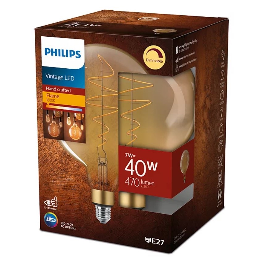 LED-pære dæmpbar VINTAGE Philips G200 E27/7W/230V 2000K