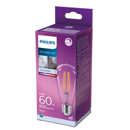 LED-pære dæmpbar VINTAGE Philips ST64 E27/7,2W/230V 4000K