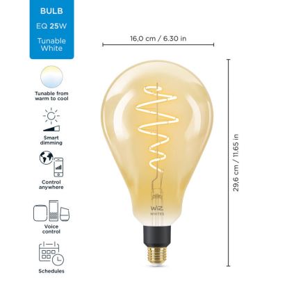 LED-pære dæmpbar VINTAGE FILAMENT PS160 E27/6,5W/230V 2000-5000K CRI 90 Wi-Fi -WiZ